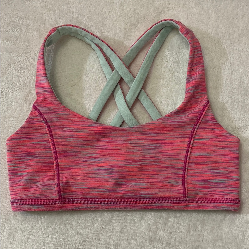 🍋Iviva By Lululemon Pink and Mint Reversible Strappy Sports Bra Size S
